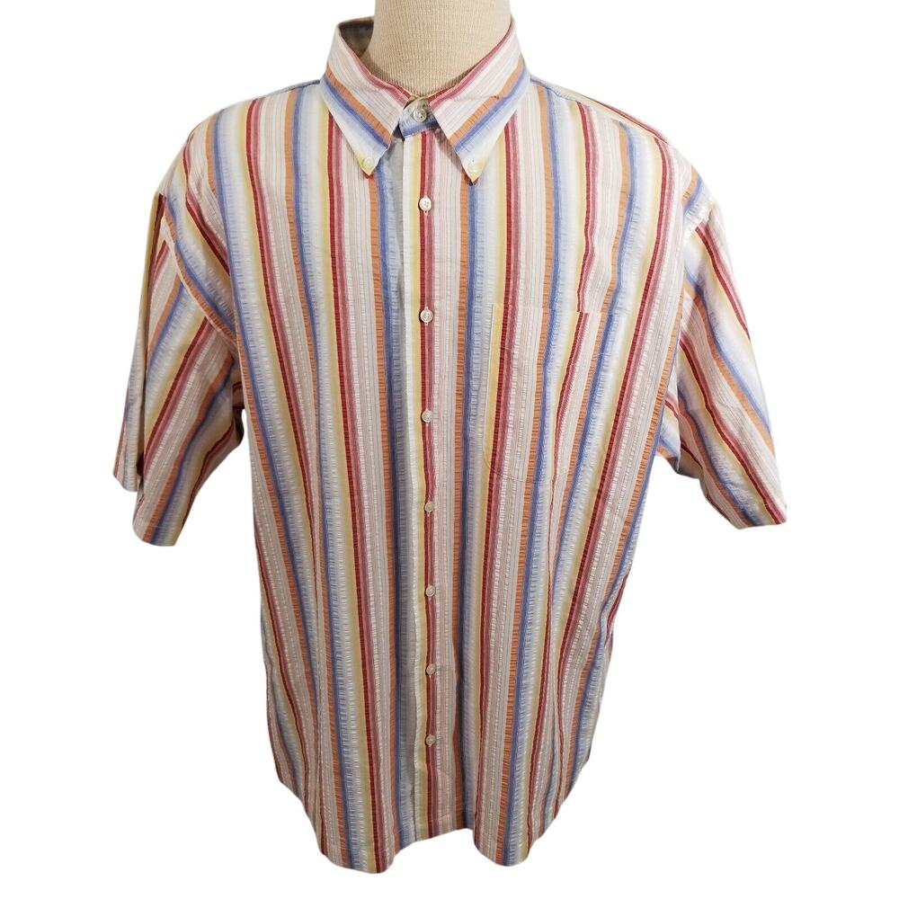 Jos A Bank Men's Button Front Multicolor Striped Shirt Size XL 12921-0408